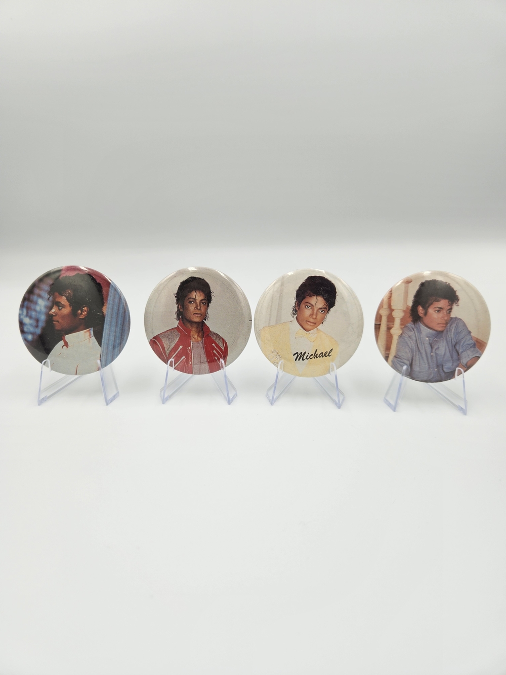 Vintage Michael Jackson Pin Button Set of 4 Collectible 2.25" Pins Badge
